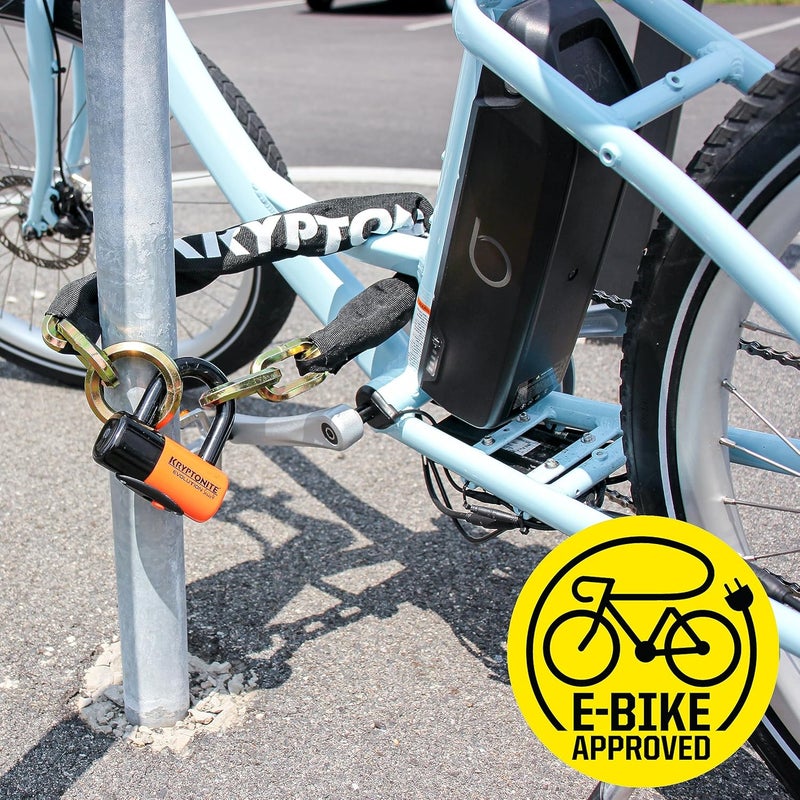 Kryptonite New York 1275 Cinch Ring Bike Chain Lock, 2.5 Feet Long Heavy Duty Anti-Theft Sold Secure Gold Motorcycle Lock with Evolution Disc Lock and Keys for Ultimate Security E-Bike, Scooter - Image 4